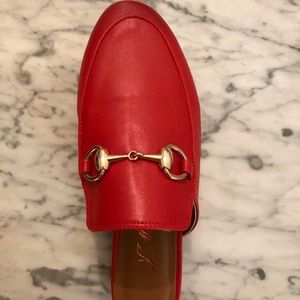 Horsebit loafer slides (burnt red size 5)
